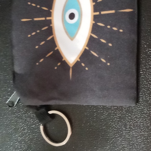 EVIL EYE CARD HOLDER/COIN PURSE/COSMETIC KEY FOB ZIP TOP SURPRISE INSIDE 5X4 - Picture 2 of 2